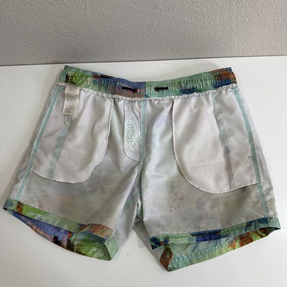 Sundek Swim Trunk Board Shorts Mens Size M Unlined Drawstring Tropical Palms - Picture 7 of 10